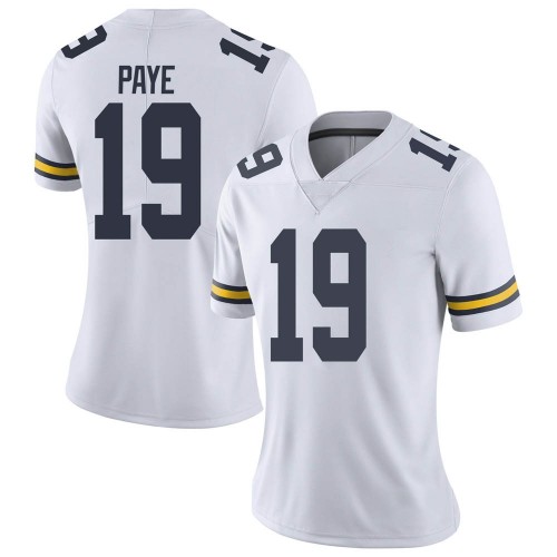 Kwity Paye Michigan Wolverines Women's NCAA #19 White Limited Brand Jordan College Stitched Football Jersey HDN0354GV